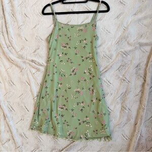 SHEIN Green Floral Mini Slip Dress